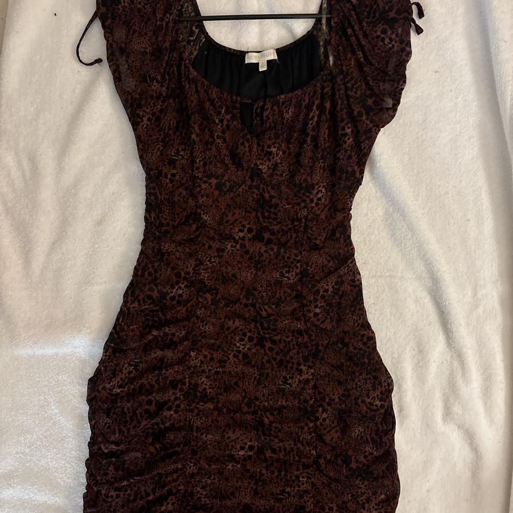 Elegant Black and Brown Lace Dress